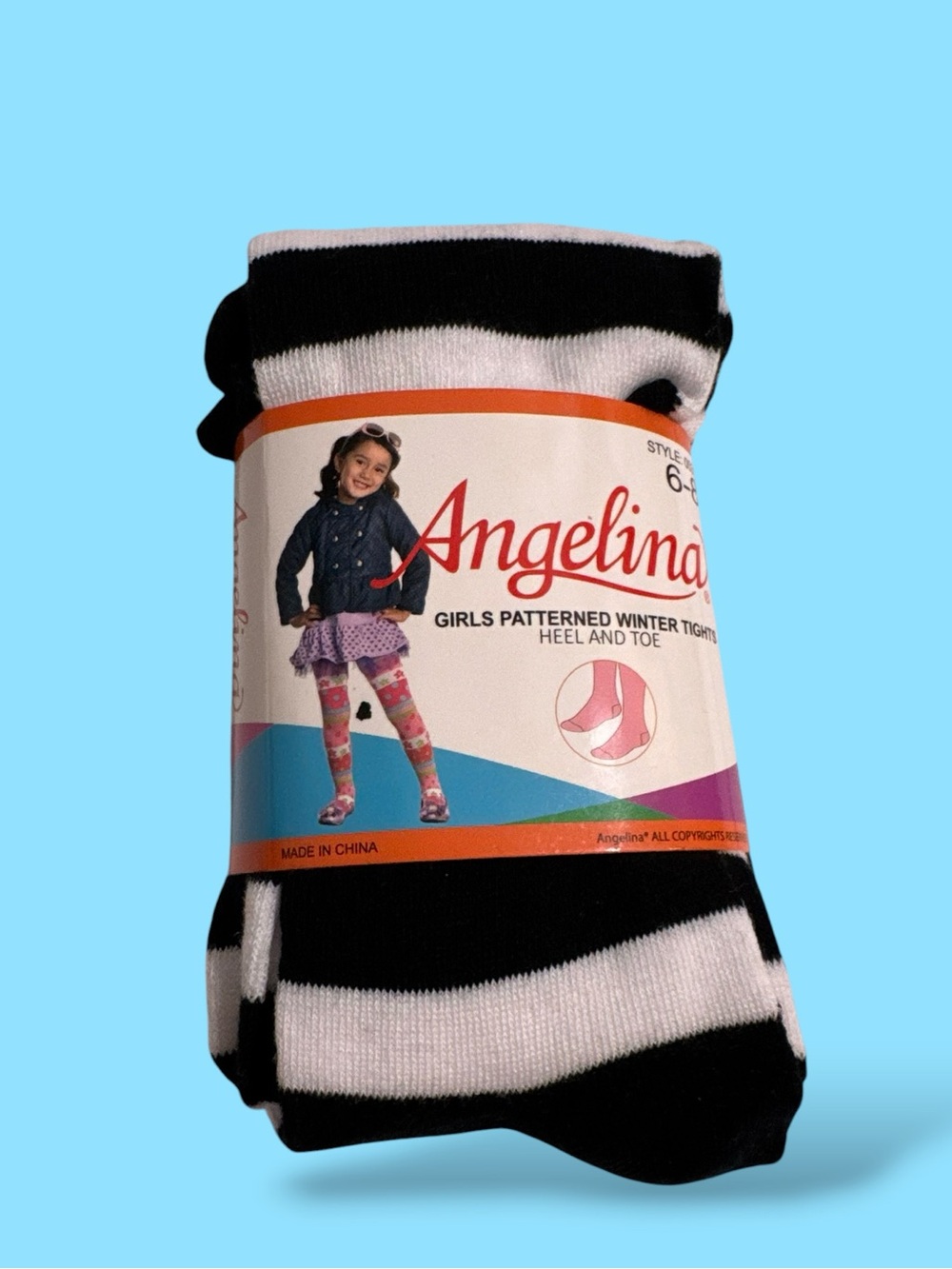 Angelina Mini Boden 6-8 Colorful Black White Halloween Striped Knit Tights